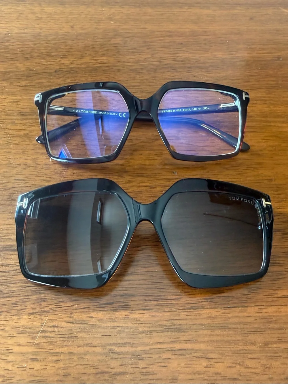 Tom Ford Oversized Tortoiseshell Blue Block Opticals w. Magnetic Sunglasses